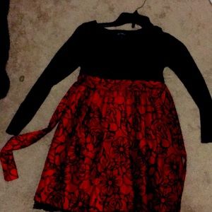 Dress cute Rose design red and black